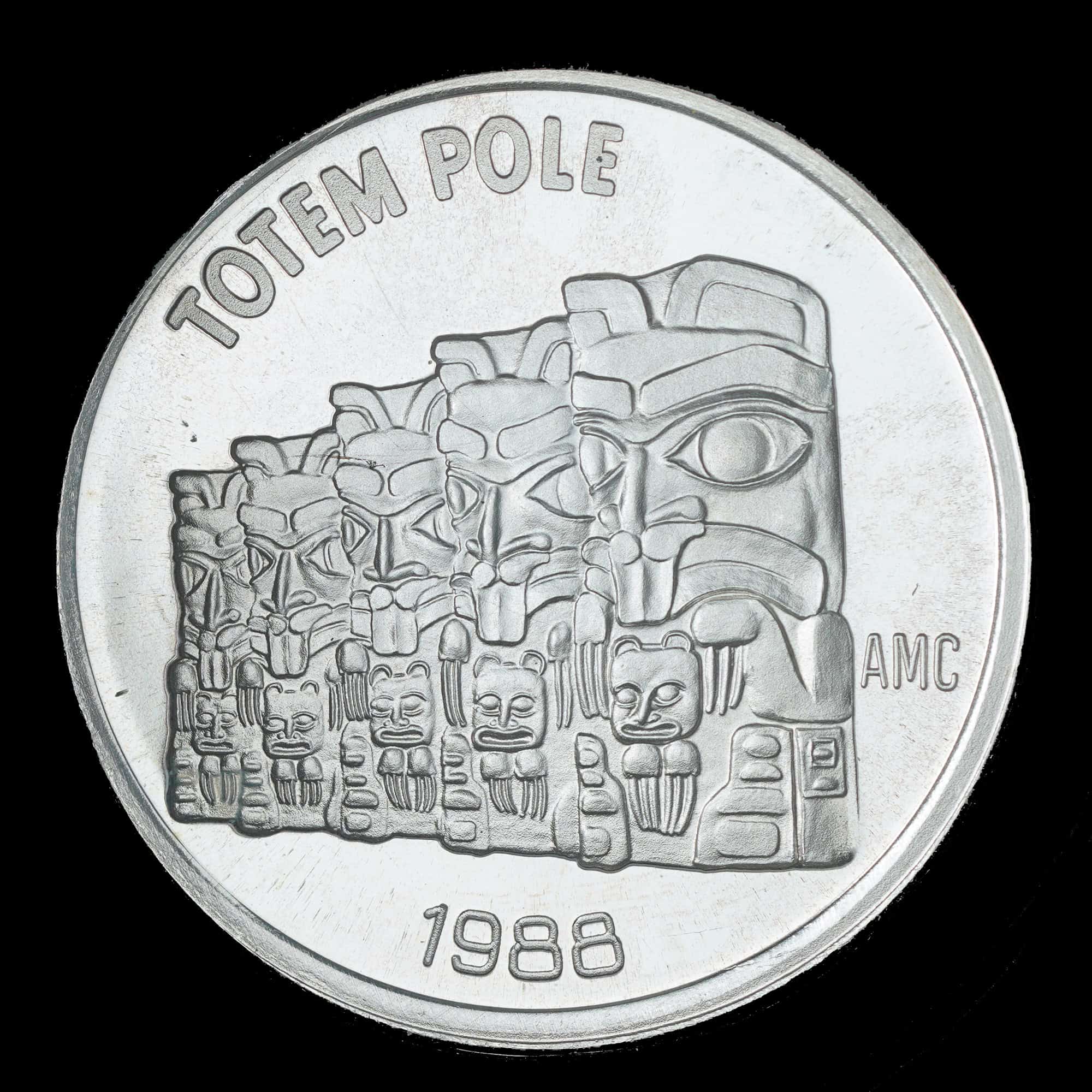 1988 Totem Pole AMC Silver Round obverse
