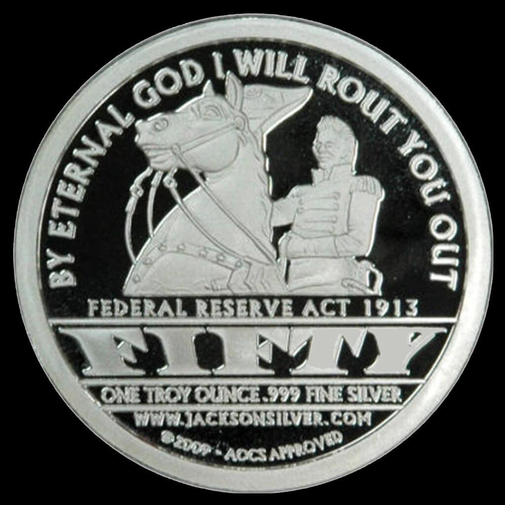 2009 Andrew Jackson Proof-Like Silver Round Reverse