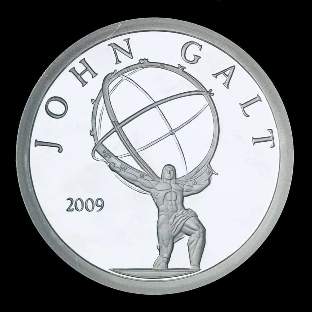 2009 John Galt AOCS Approved Silver Round Obverse