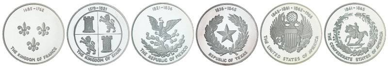 The 6 Crests of Texas Silver Medallions Set