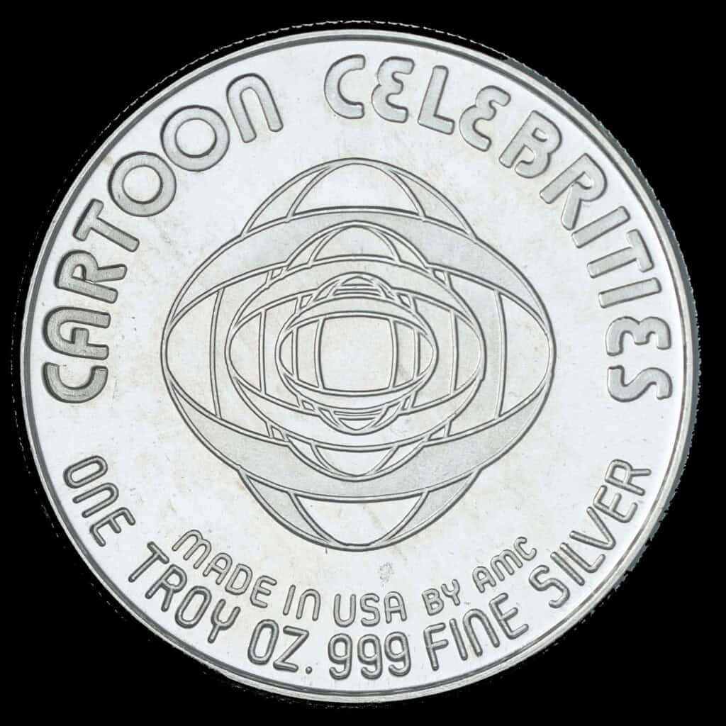1987 Brenda Starr Reporter AMC Cartoon Celebrities Silver Round Reverse