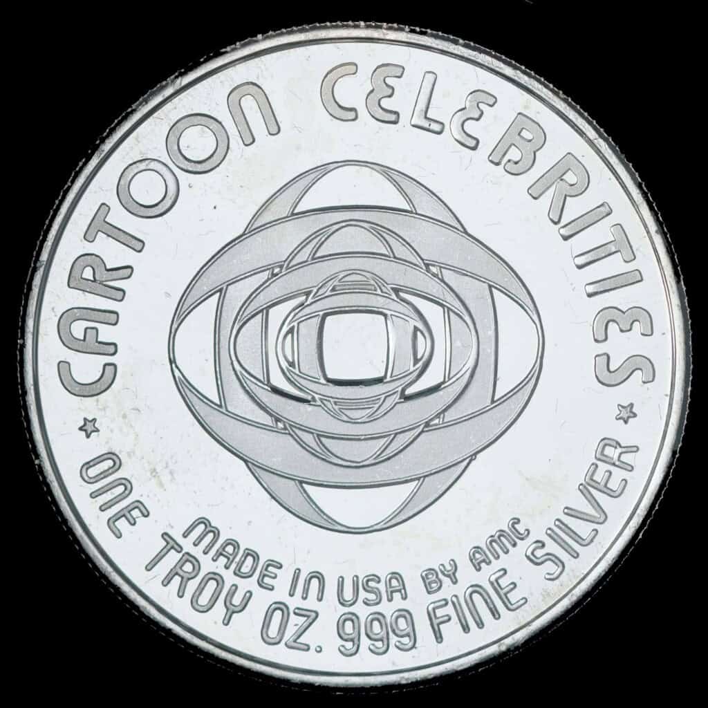 1987 Green Lantern AMC Cartoon Celebrities Silver Round Reverse
