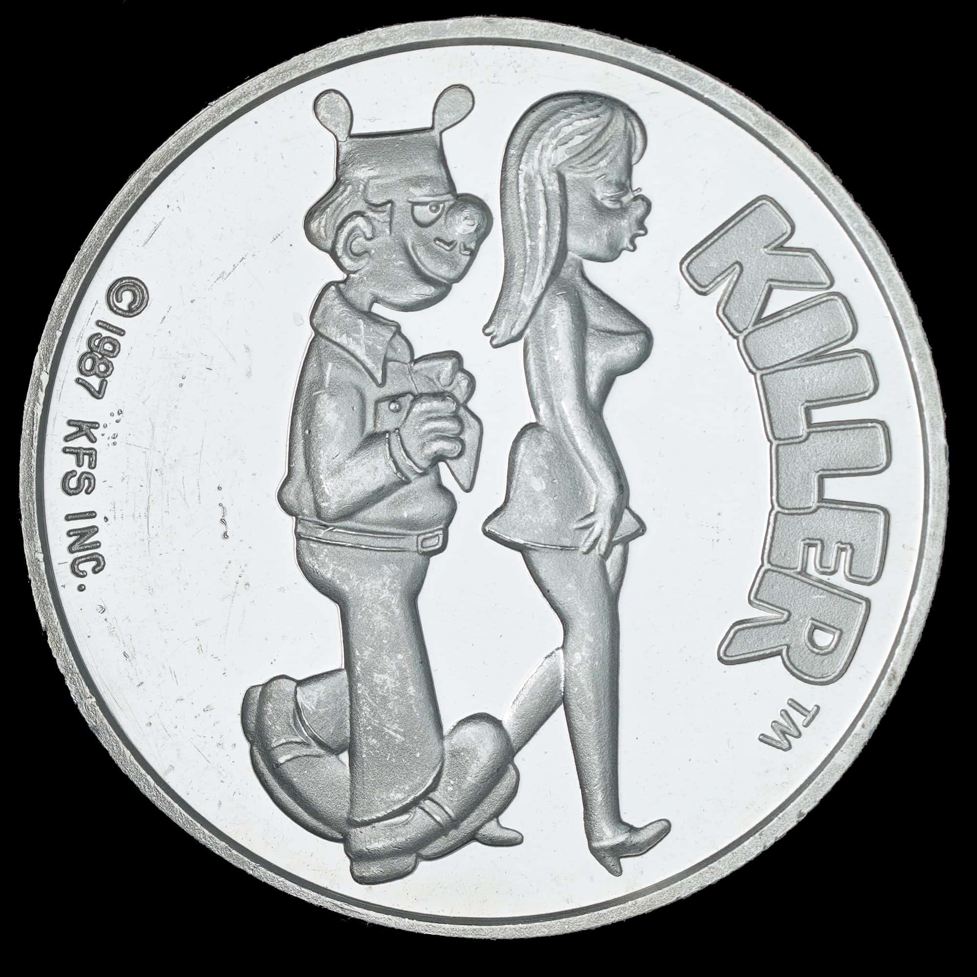 1987 Killer AMC Cartoon Celebrities Silver Round