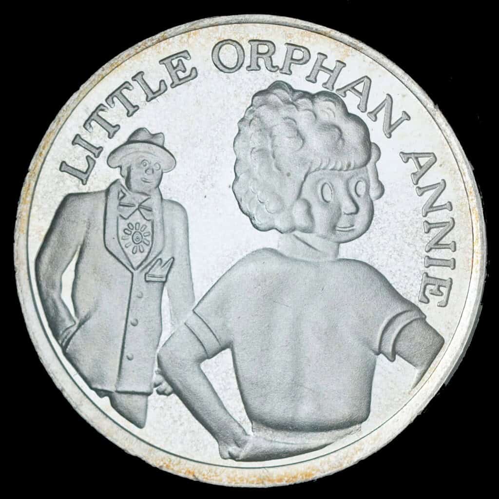 1987 Little Orphan Annie AMC Eagle Reverse Silver Round Obverse