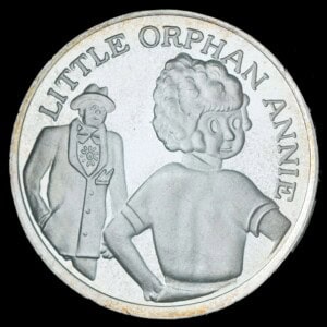 1987 Little Orphan Annie AMC Eagle Reverse Silver Round obverse
