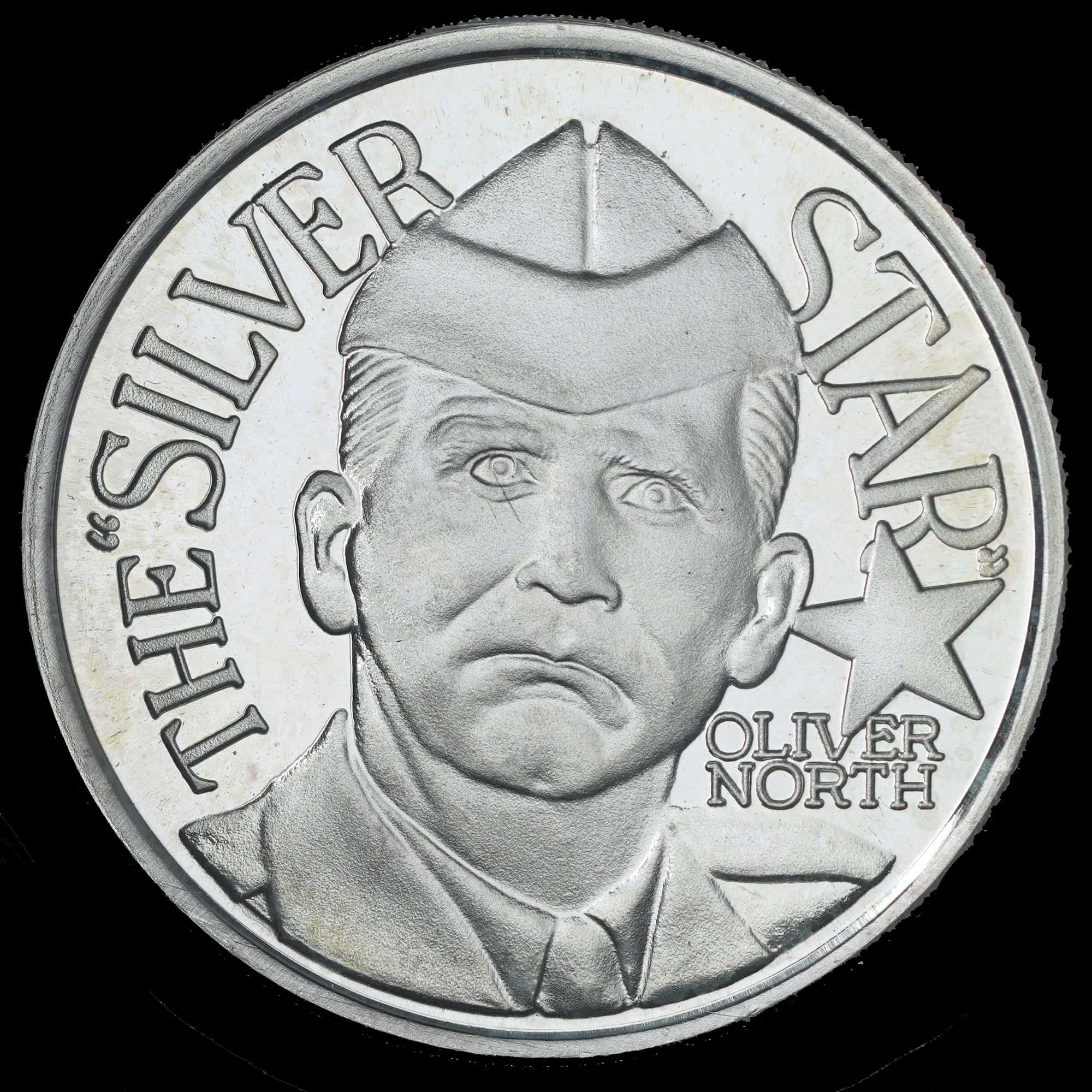 1987 Oliver North Silver Star Great Seal Silver Round