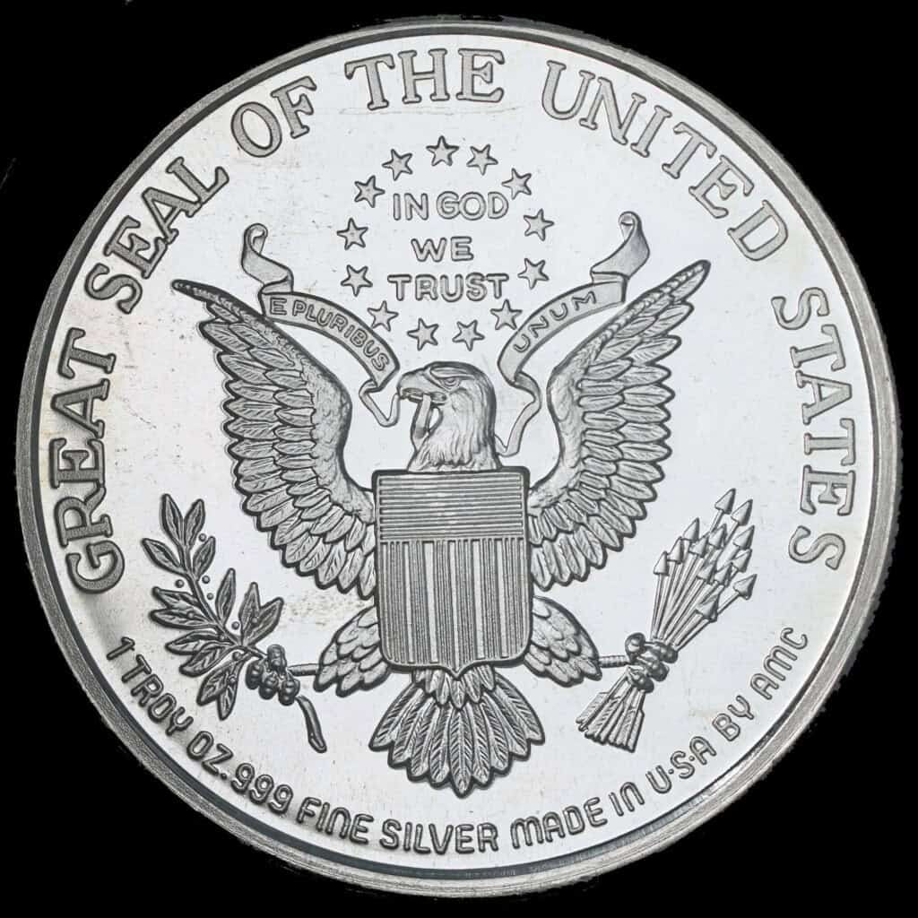 1987 Oliver North Silver Star Great Seal Silver Round Reverse