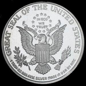 1987 Oliver North Silver Star Great Seal Silver Round reverse