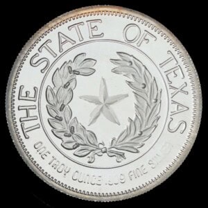 1987 State of Texas 1 oz Silver Round (CCM P) reverse