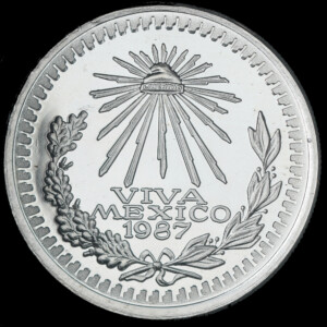 1987 Viva Mexico Cap and Rays TIM Silver Round obverse