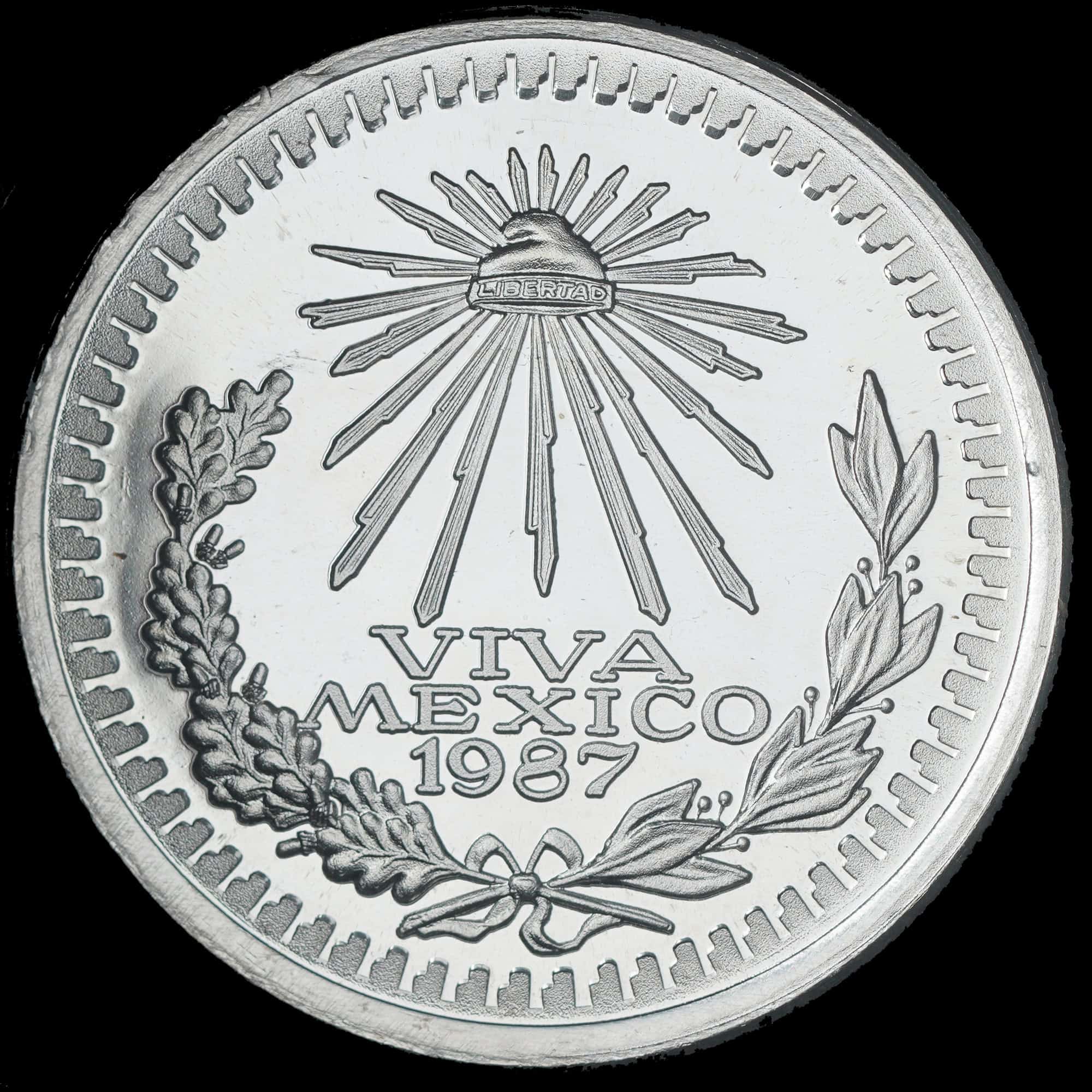 1987 Viva Mexico Cap and Rays TIM Silver Round