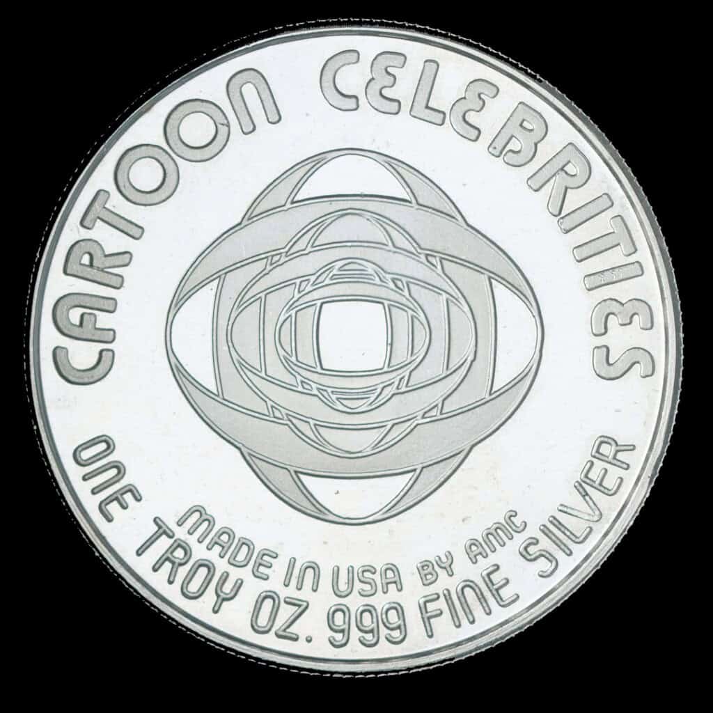 1987 Wimpy AMC Cartoon Celebrities Silver Round Reverse