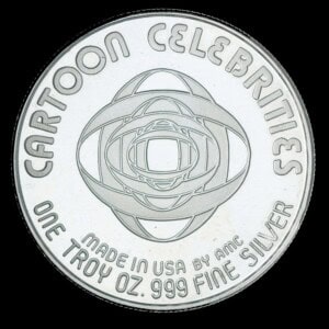 1987 Wimpy AMC Cartoon Celebrities Silver Round reverse