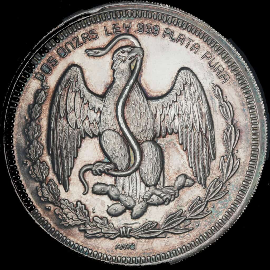1988 Emiliano Zapata AMC Silver Round 2 oz Reverse