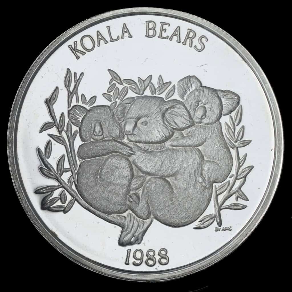 1988 Koala Bears AMC Silver Round Obverse