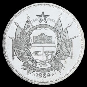 1989 State of Texas 1 oz Silver Round (P) obverse