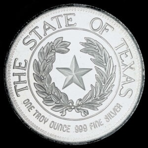 1989 State of Texas 1 oz Silver Round (P) reverse