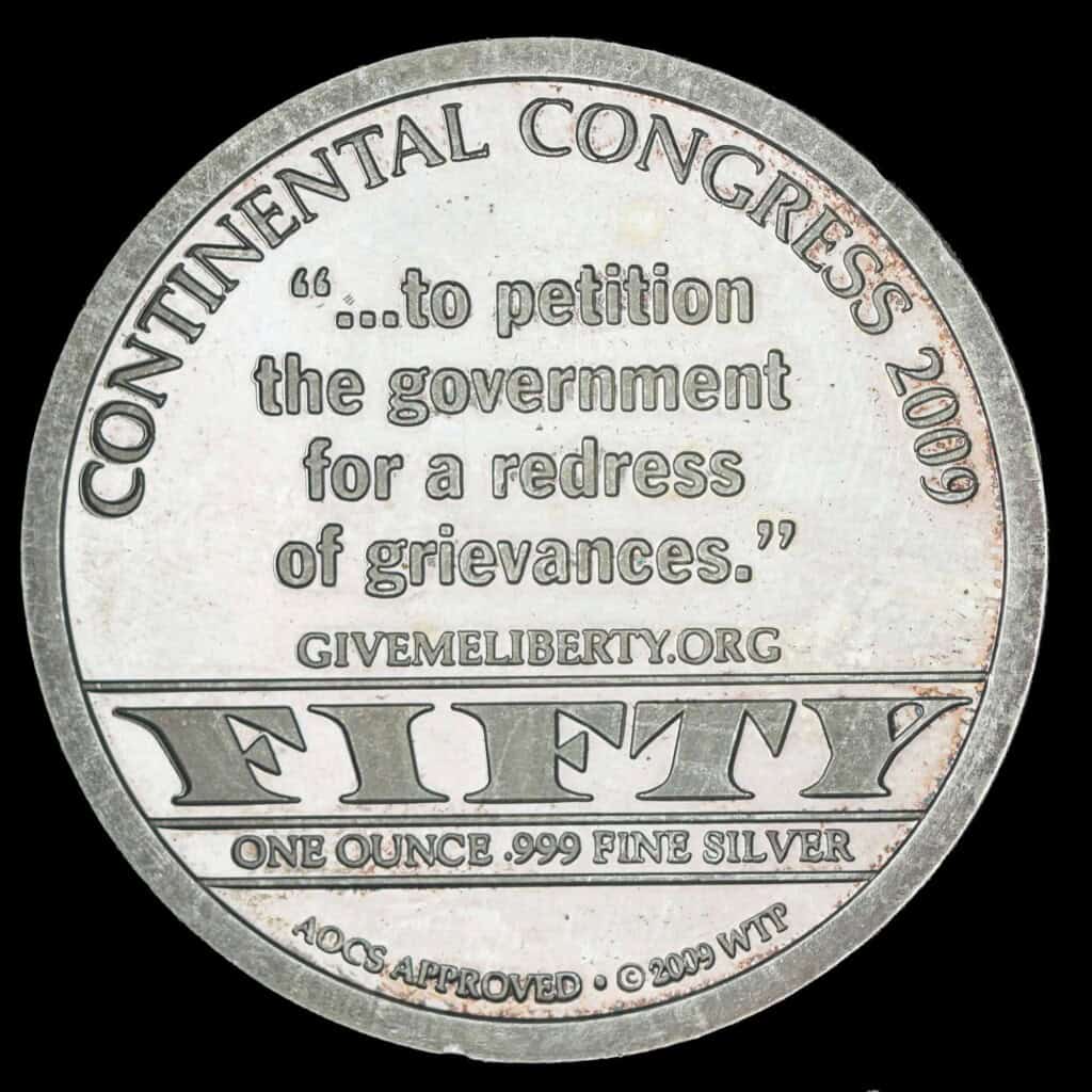 2009 Continental Congress AOCS Silver Round Reverse
