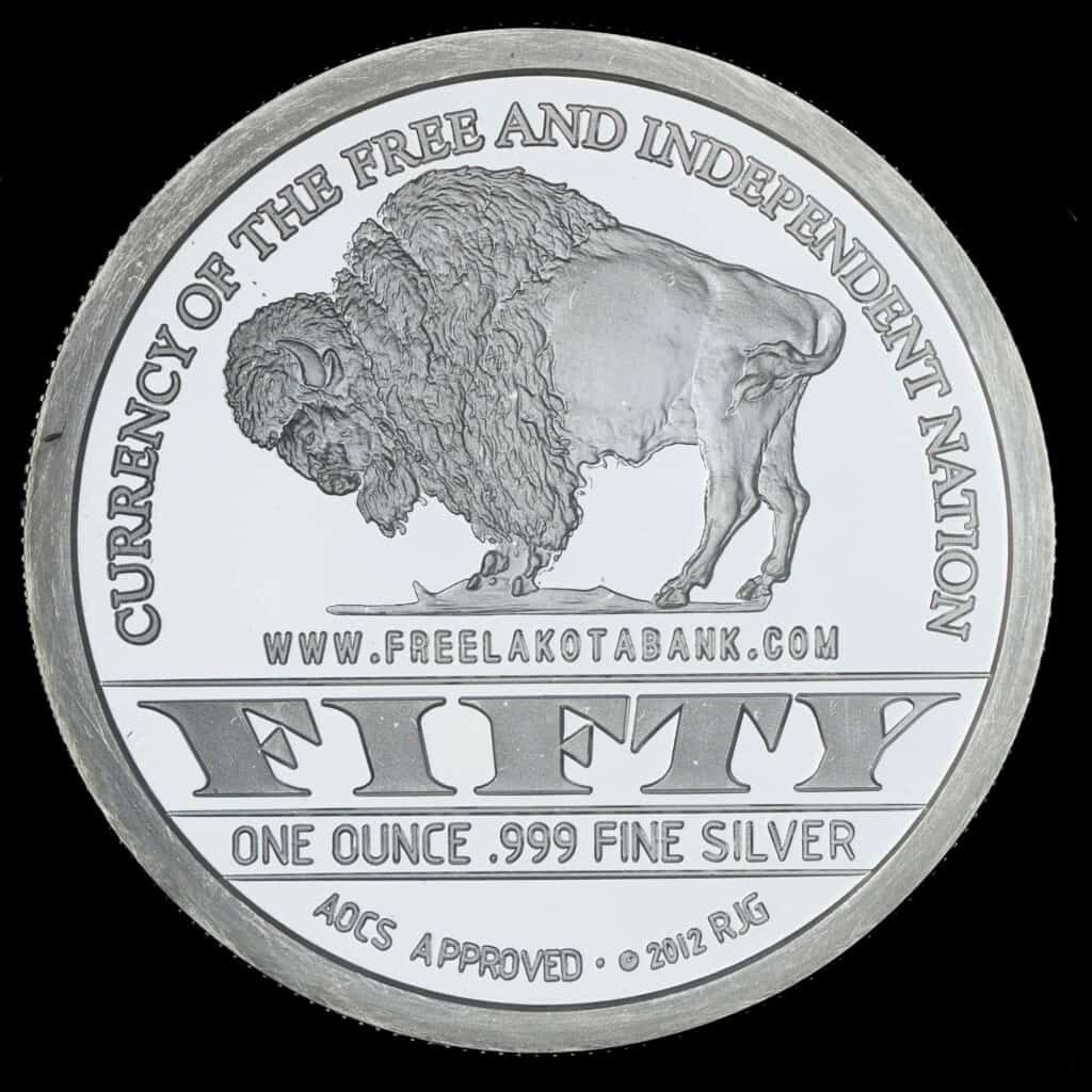 2012 Free Lakota Bank Proof-Like Silver Round Reverse