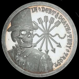 2013 Debt & Death Double Obverse SBSS Silver Round reverse