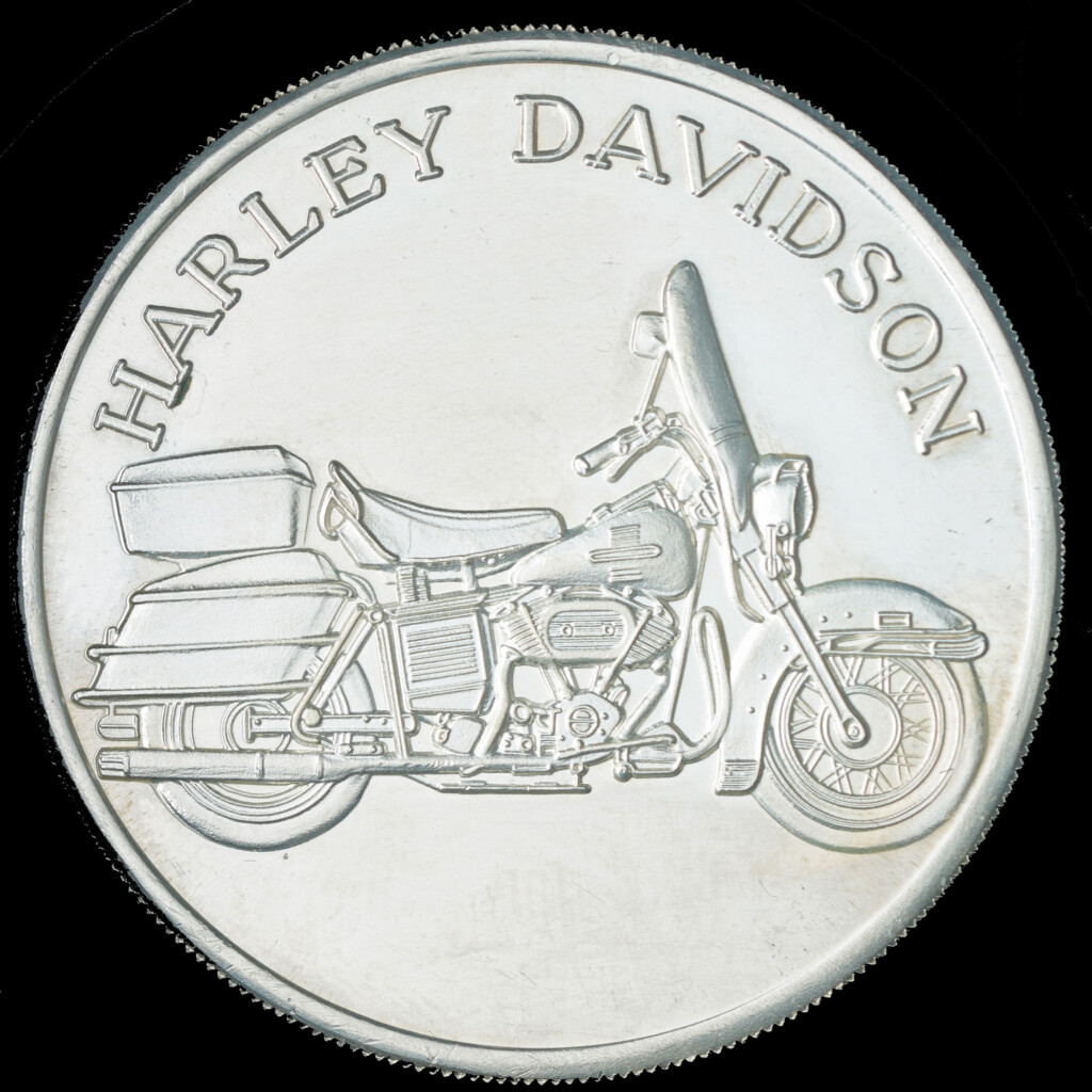 1987 Harley Davidson AMC Silver Round — Motto Reverse Obverse