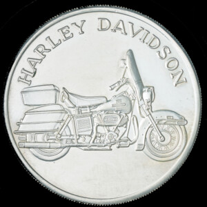 1987 Harley Davidson AMC Silver Round — Motto Reverse obverse