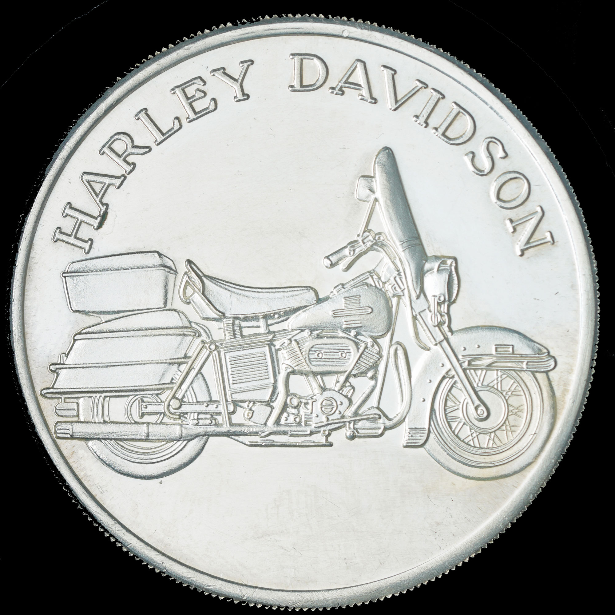 1987 Harley Davidson AMC Silver Round — Motto Reverse
