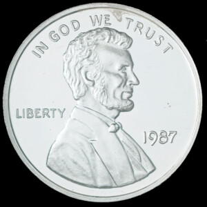 1987 Lincoln Wheat Back AMC Silver Round obverse