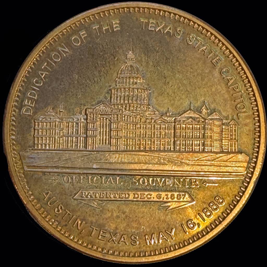 1988 Texas Capitol Centennial Bronze Medal Reverse