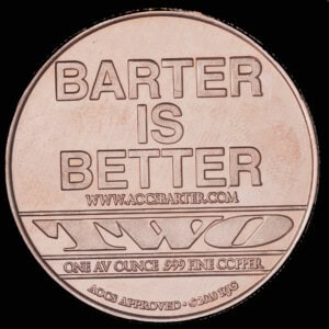 2010 Barter is Better Buy Local AOCS Copper Round reverse