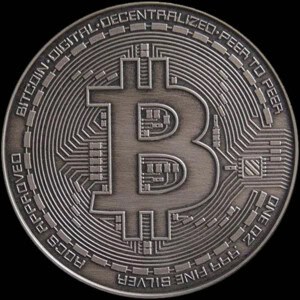 2016 Bitcoin Antiqued AOCS Approved Silver Round obverse