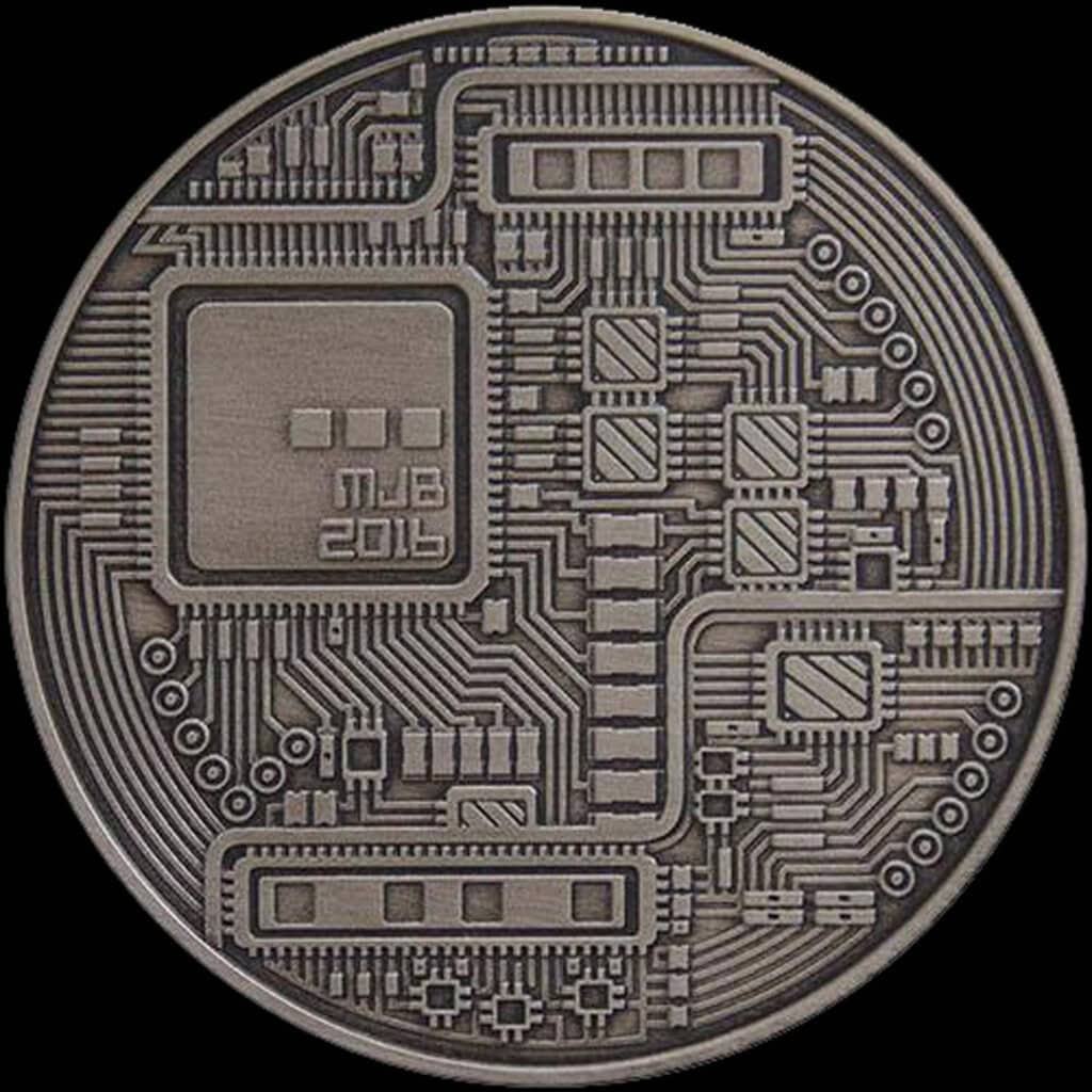 2016 Bitcoin Antiqued AOCS Approved Silver Round Reverse